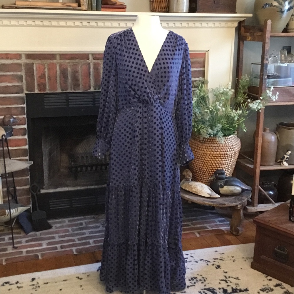 NWT RIXO Elsie Polka Dot Long Sleeve Dress
